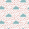 Seamless pattern with clouds and hearts for Valentines day