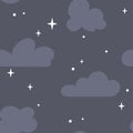 A seamless pattern with clouds and stars in the sky Royalty Free Stock Photo