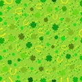 Seamless pattern with clover and horseshoe
