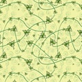 Seamless pattern with clover leaves. Dark background.