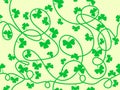 Seamless pattern of clover leaves for St. Patrick\'s Day. Intertwined green clover and shamrock. Irish holiday design