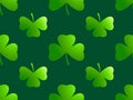 Seamless pattern with clover for Saint Patrick\'s Day. Four leaf and three leaf clover leaves Royalty Free Stock Photo