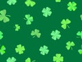 Seamless pattern with clovers for St. Patrick\'s Day. The four-leaf clover is green, a symbol of good luck Royalty Free Stock Photo