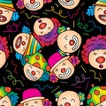 Seamless pattern with clowns. Vector illustration. Royalty Free Stock Photo