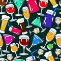 Seamless pattern with cocktail glasses Royalty Free Stock Photo