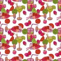 Seamless pattern with cocktails. Classic tropical cocktails.