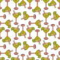 Seamless pattern with cocktails. A glass on a leg. Classic tropical cocktails.
