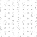 Seamless pattern with cocktails glasses. Hand drawn vector seamless cocktails pattern Royalty Free Stock Photo