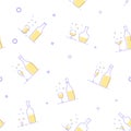 Seamless pattern with cocktail and bottle icons. Vector illustration.