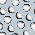 Seamless pattern coconuts on a blue background