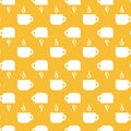 Seamless pattern coffe or tea cup yellow icon