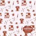 Seamless Pattern With Coffee Accessories. Vector Illustration