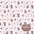 Seamless Pattern With Coffee Accessories. Vector Illustration