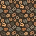 Seamless pattern with coffee beans, cover for your menu or banner. Vector eps 10 illustration Royalty Free Stock Photo