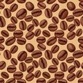 Seamless pattern of coffee beans illustrated with a realistic texture Royalty Free Stock Photo