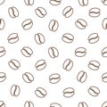 Seamless pattern with coffee beans. Linear style.