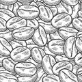 Seamless pattern coffee beans. Vector vintage black engraving Royalty Free Stock Photo