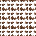 Watercolor seamless pattern of hand-drawn coffee beans Royalty Free Stock Photo