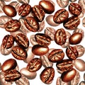 Seamless pattern. Coffee beans. Watercolor 6 Royalty Free Stock Photo