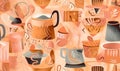 Seamless pattern with coffee cups and mugs. Vector illustration Royalty Free Stock Photo