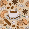 Seamless pattern coffee and desserts