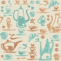 Seamless pattern with coffee elements.