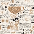 Seamless pattern on the coffee and tea theme Royalty Free Stock Photo