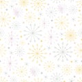 Seamless pattern cold Winter in Christmas Day with Cute cartoon snowflakes in different size in silver,yellow and pink gold on