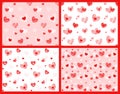 Seamless pattern collection with cute red doodle hearts on pink and white backgrounds for Valentines Day Royalty Free Stock Photo