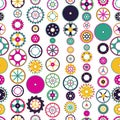 Seamless pattern with collection of gears. Colorful mechanical background.