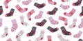 Seamless pattern with collection of hygge socks