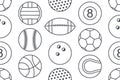 Seamless pattern with collection of Sports Balls