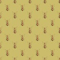 Seamless pattern colony ants on green background. Vector insects template in flat style for any purpose. Modern animals texture Royalty Free Stock Photo