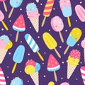 Seamless pattern with color cartoon ice cream for Your summer design