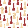 Seamless pattern with color chess pieces on white background Royalty Free Stock Photo