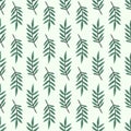 Seamless pattern of color Marygold green leaves in hand painted style