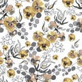 Seamless pattern with color pansy. Endless texture for floral design. For textile, wallpaper, covers, surface