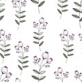 Seamless pattern color pencil hand drawn flower. Royalty Free Stock Photo