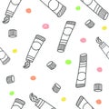 Seamless pattern with color tube hand drawn doodle style. Vector