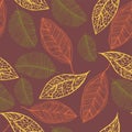 Seamless pattern with colored autumn leaves