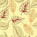 Seamless pattern with colored autumn leaves