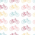 Seamless pattern of colored bicycles