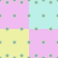 Seamless pattern with colored in blue and yellow flowers Royalty Free Stock Photo