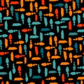 Seamless pattern of colored brush strokes on a black background. Vector illustration Royalty Free Stock Photo