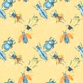 Seamless pattern with colored bugs Royalty Free Stock Photo