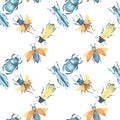 Seamless pattern with colored bugs Royalty Free Stock Photo