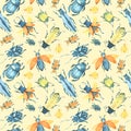 Seamless pattern with colored bugs Royalty Free Stock Photo