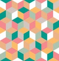 Seamless pattern of colored cubes. Endless multicolored cubic background Royalty Free Stock Photo