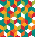 Seamless pattern of colored cubes. Endless multicolored cubic background Royalty Free Stock Photo