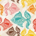 Seamless pattern with colored fishes.